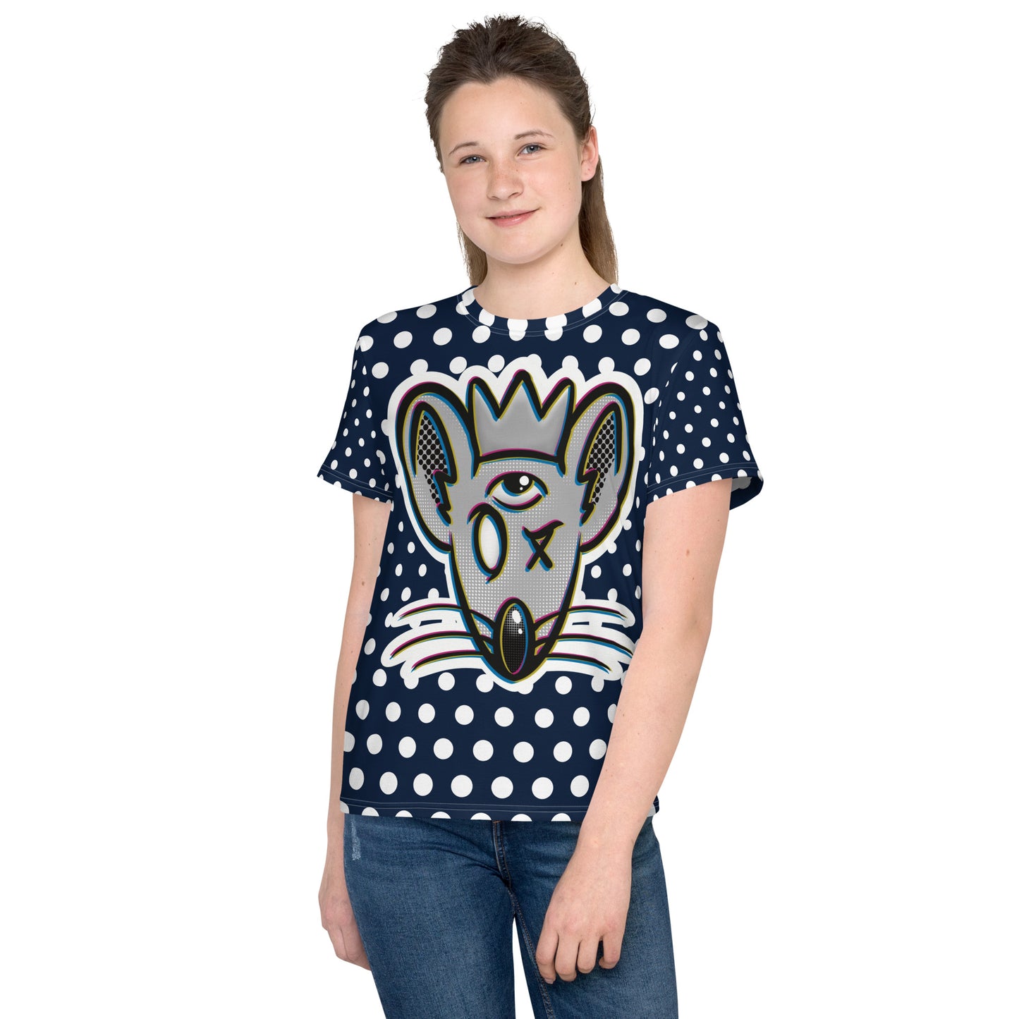 Great King Rat polka dot Youth crew neck t-shirt