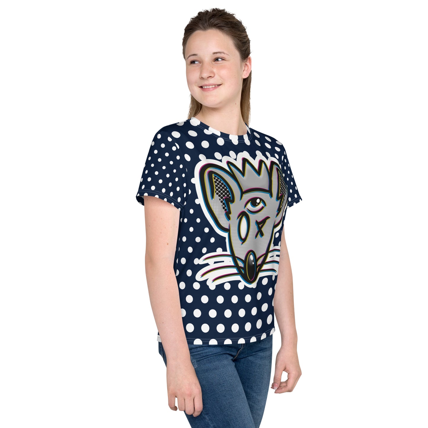Great King Rat polka dot Youth crew neck t-shirt